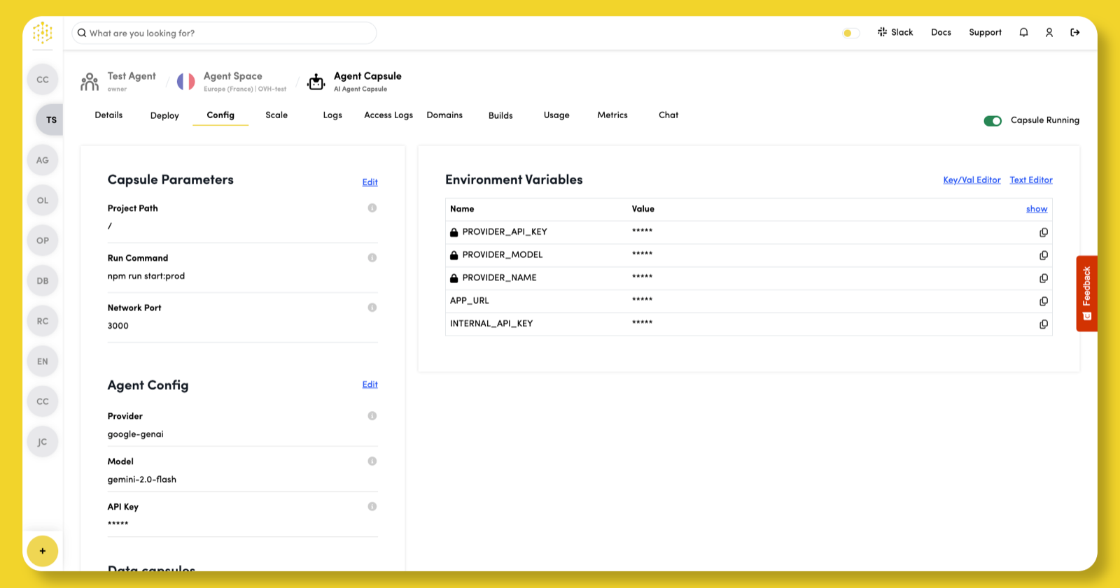 Agent Config Tab