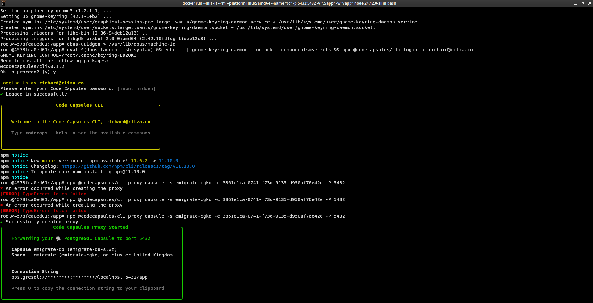 Code Capsules CLI