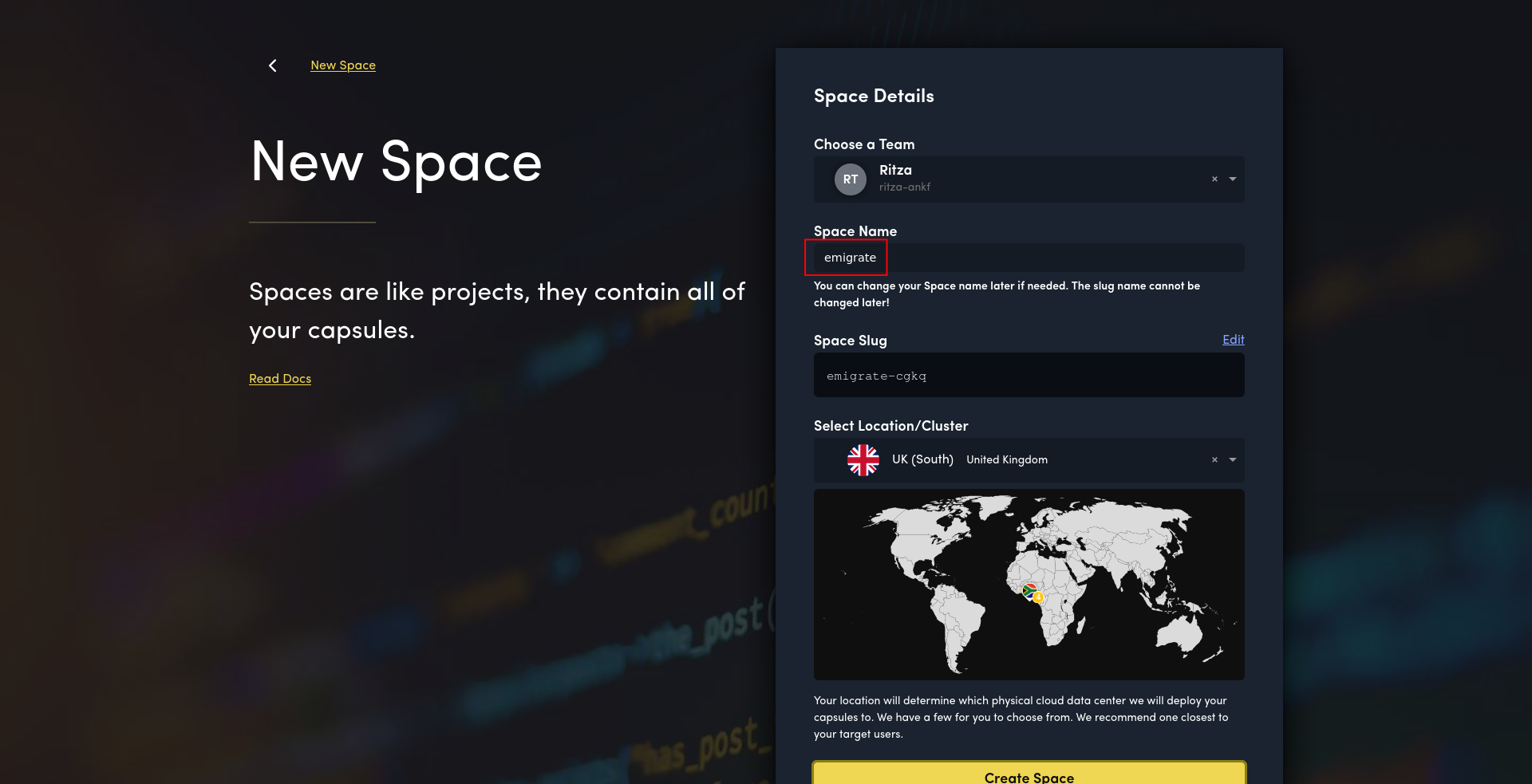 Code Capsules Space