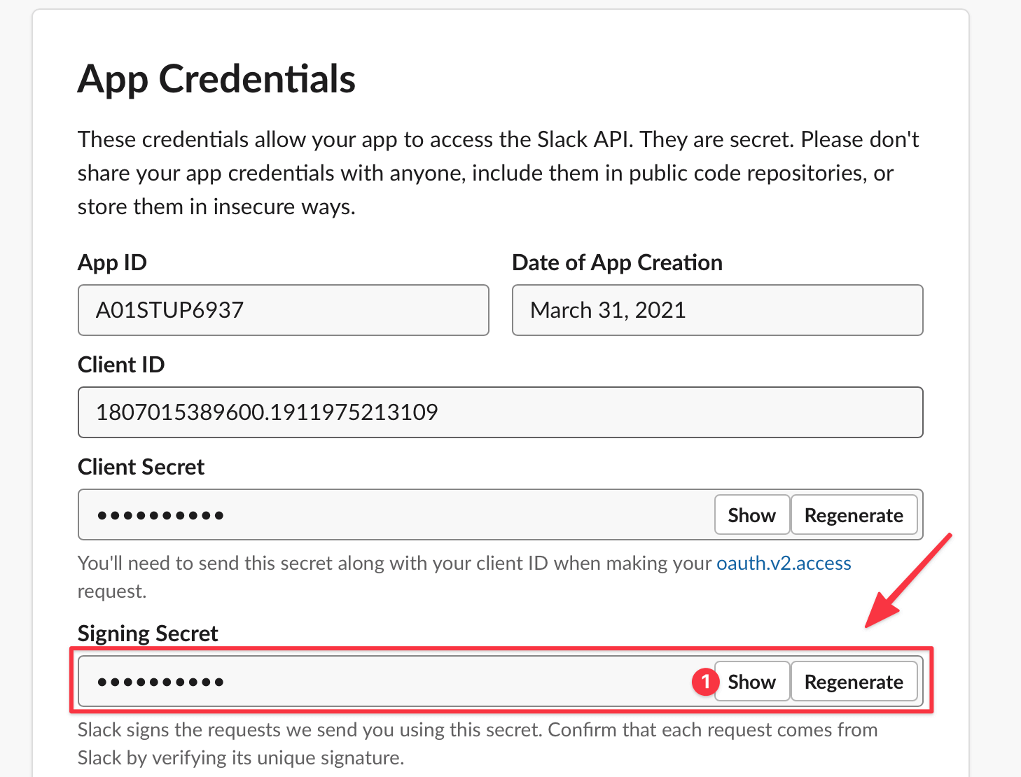 Slack Signing Secret