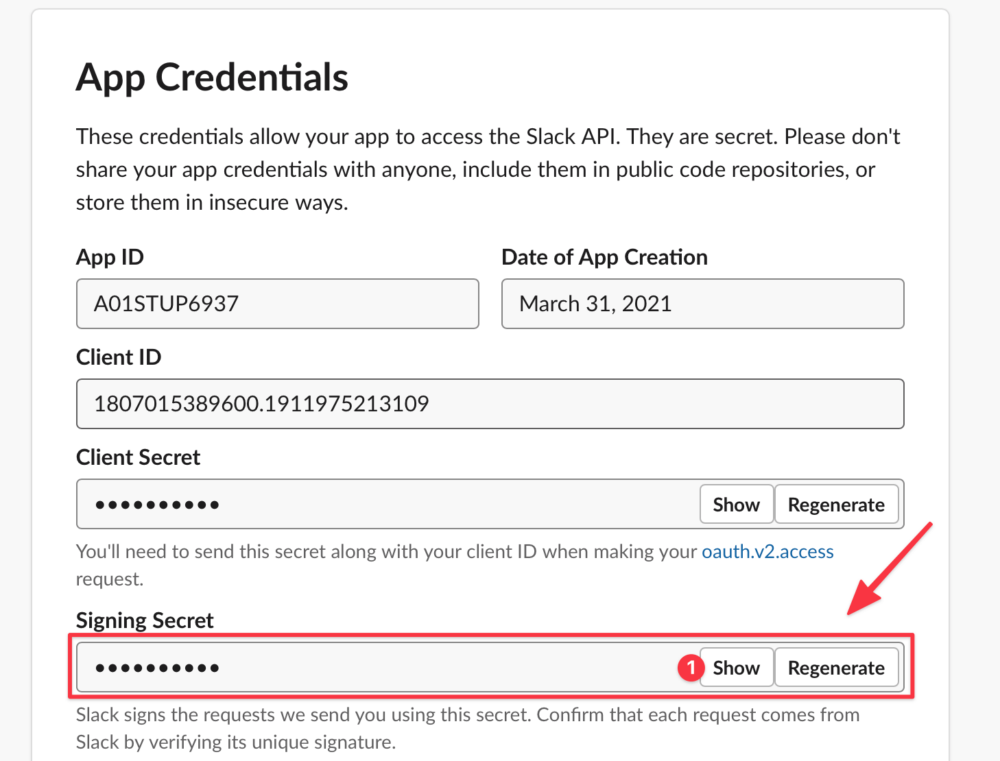 Slack Signing Secret